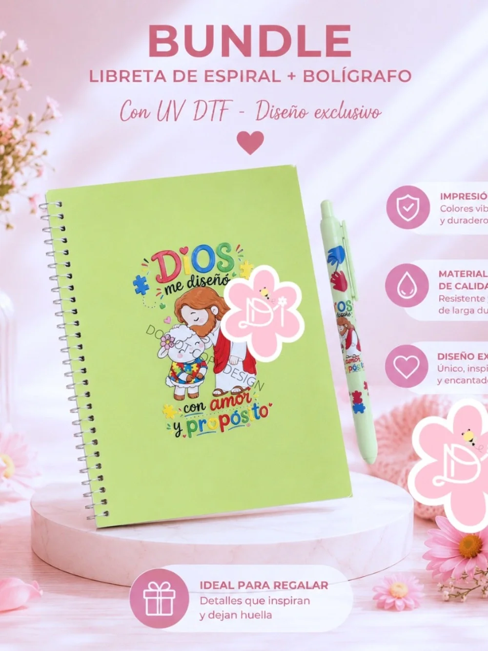 Christian Spiral Notebook & Pen Gift Set | Jesus Autism Design | Handmade